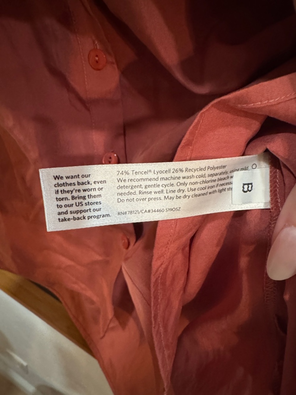 Eileen Fisher Coral Button-Front V-Neck Blouse - Picture 5 of 6